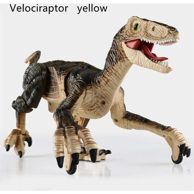 Velociraptor jaune - dinosaure RC 2.4G, Simulation de vélociraptor, télécommande intelligente, Animal avec lu