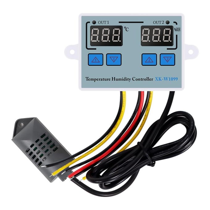 220V Digitale Temperatuur Vochtigheid Controller Dubbel LED Display Thermostaat voor Broedmachine Verwarmingsregelaar gray