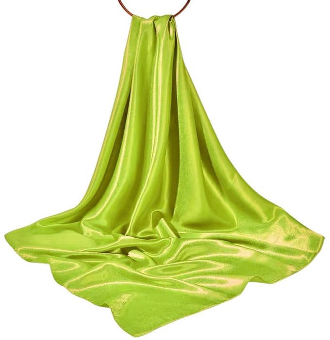 Lange Sjaal - Effen - Satijn - Limegroen/Geel - 180 x 90cm (913818#)