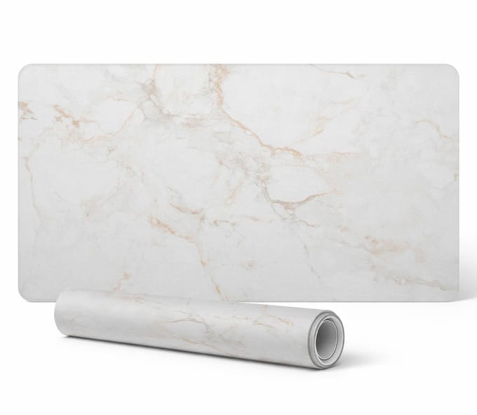 Antislip beschermmat voor op het bureau met marmernerfmotief, 90x45 cm