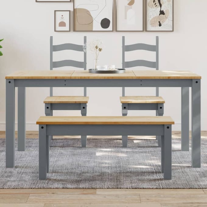 vidaXL - Eettafel - PANAMA - 160x80x75 - cm - massief - grenenhout - grijs