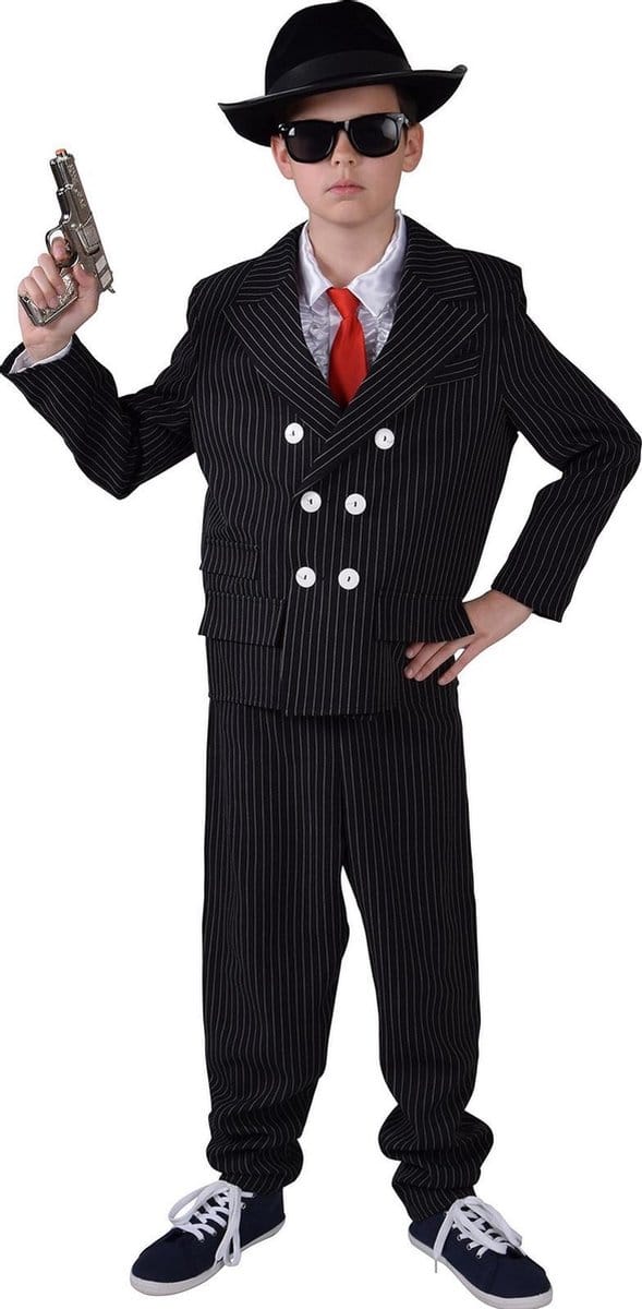 Magic Design Verkleedkostuum Gangster Junior Polyester Zwart Maat 164