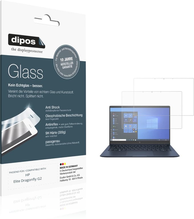 dipos – 2x Matte Pantserfolie geschikt voor HP Elite Dragonfly G2 | 9H Screenprotector