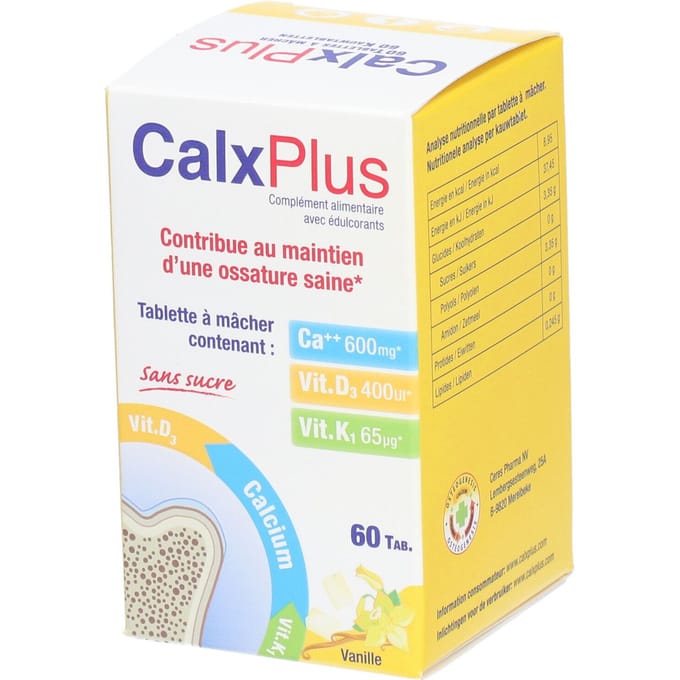 CalxPlus Vanille | Calcium Botten – Vitamine D en K 60 Tabletten