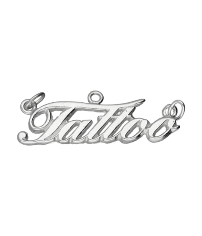 Zilveren Tattoo letters groot kettinghanger