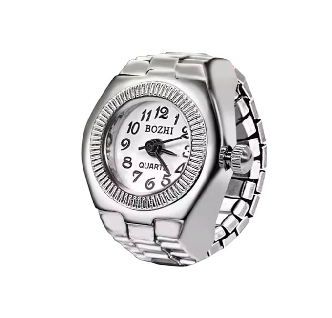 Vingerhorloge - Vinger Ring Horloge - Finger Watch - Zilver Wit