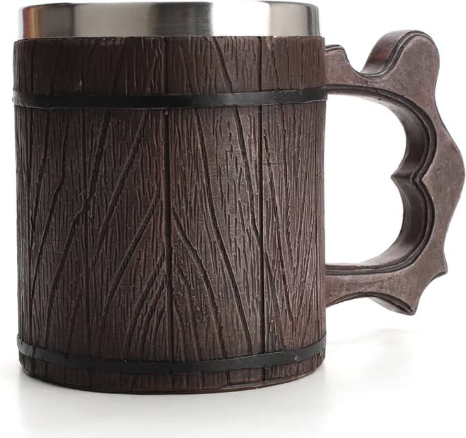 Lapi Toys - Dungeons and dragons mok - Drinkbeker - DnD - D&D - Resin - Roestvrij staal - 450 ml - Bruin