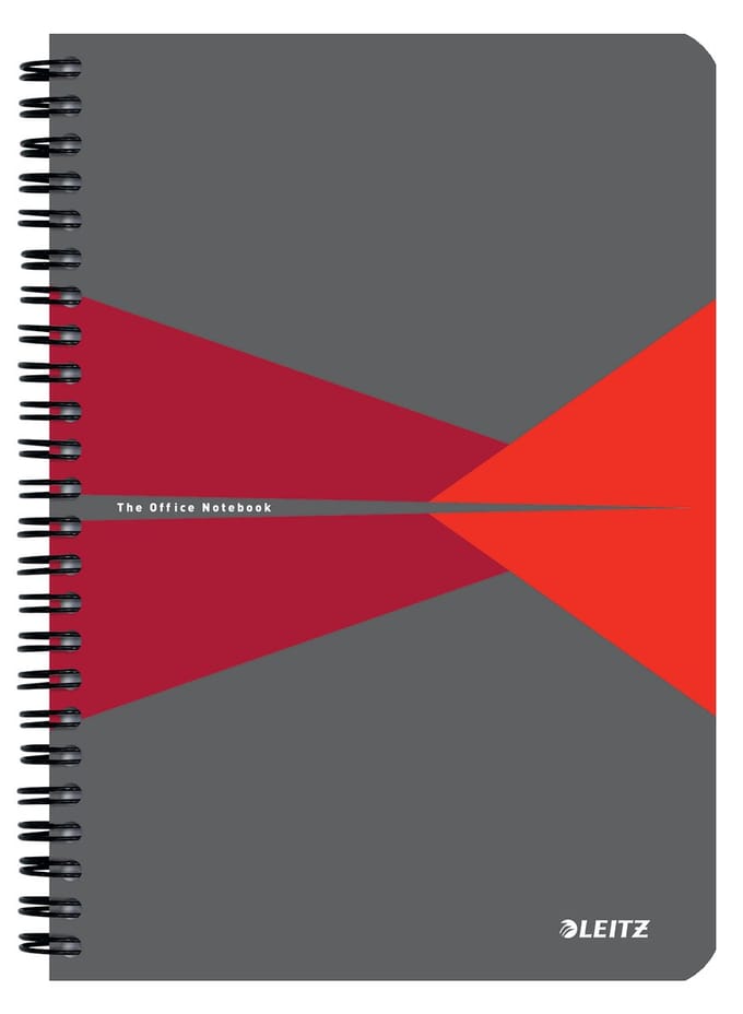 Notitieboek leitz office a5 lijn 180pag grijs rood | 5 stuks