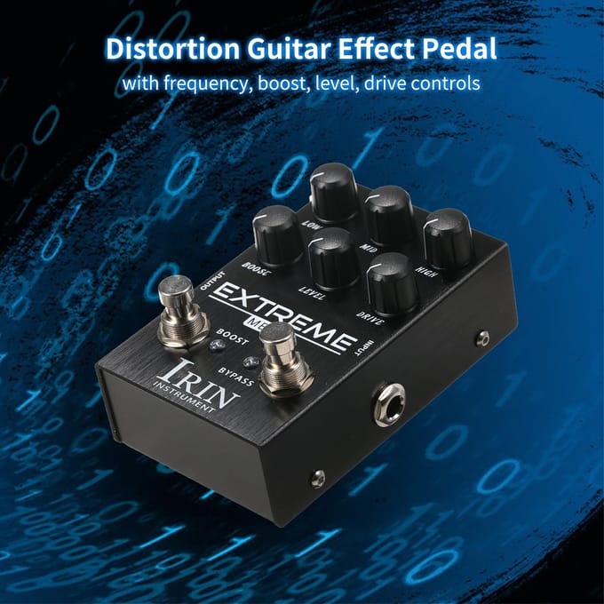 IRIN Distortion Gitaar Effectpedaal Draagbare Gitaar Effector met LOW/MID/HIGH Frequentie Boost zwart