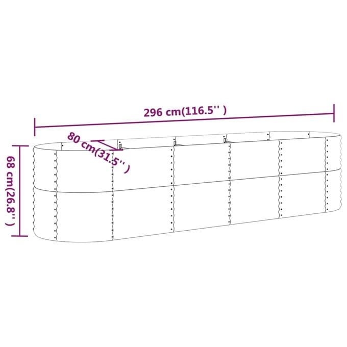 vidaXL - Plantenbak - 296x80x68 - cm - gegalvaniseerd - staal - grijs