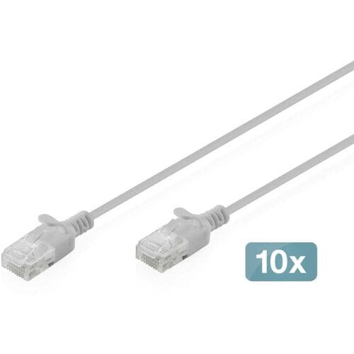 Digitus DK-1618-020S-10 RJ45 Netwerkkabel, patchkabel CAT 6 U/UTP 2 m Grijs 10 stuk(s)