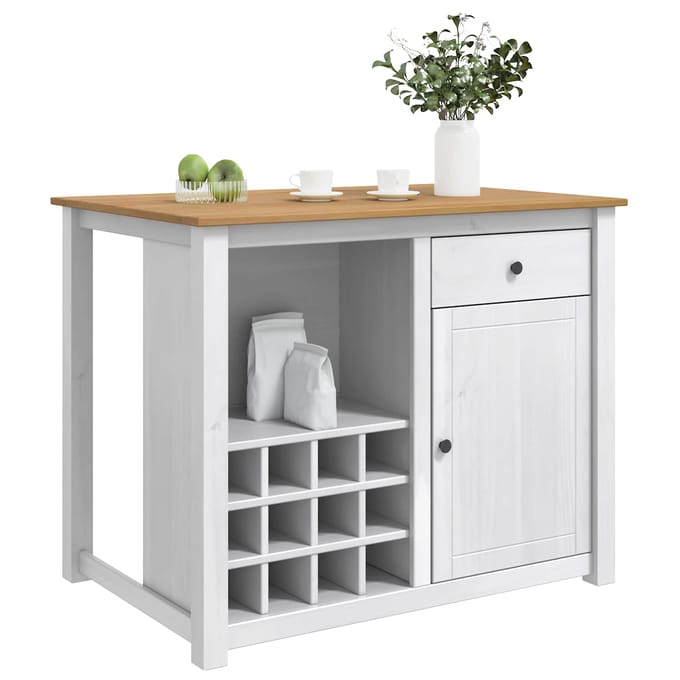vidaXL Keuken Eiland Set PANAMA Wit en Honing Was 112 x 77 x 90 cm