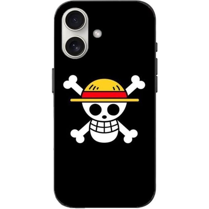 Hoesje - One Piece - Iphone 16 Plus - Piratenvlag - Strohoed - Flexibel