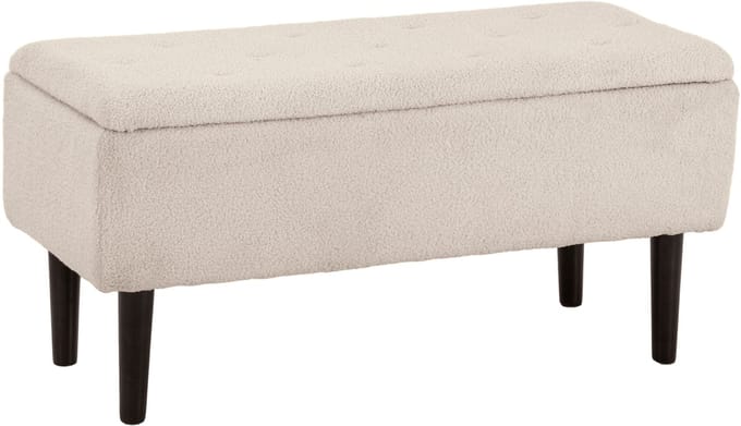 HOMCOM-Opbergpoef-95x38x45cm-Boulevard-Wollen stof met effect-Beige