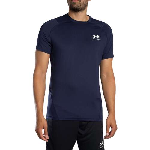 Under Armour UA HG Armour Fitted SS-BLU Heren Sportshirt - Midnight Navy - Wit