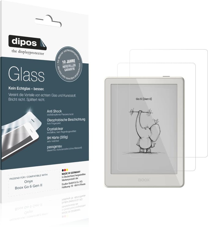 dipos – 2x Pantserfolie geschikt voor Onyx Boox Go 6 Gen II | 9H Screenprotector