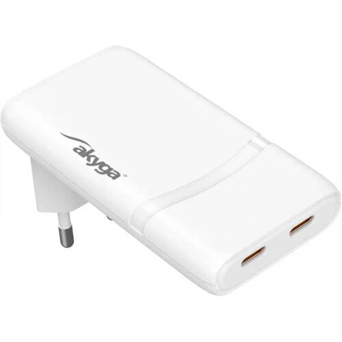 Akyga USB-oplader 65 W USB-C PPS, USB PD 3.0, QC 4+, QC 3.0, Quick Charge 2.0, Adaptive Fast Charge Wit Intern Overstroombeveiliging, USB Power Delivery