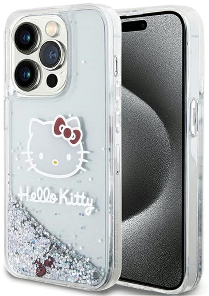 Hello Kitty iPhone 15 Pro - Glitter Hoesje - Zilver