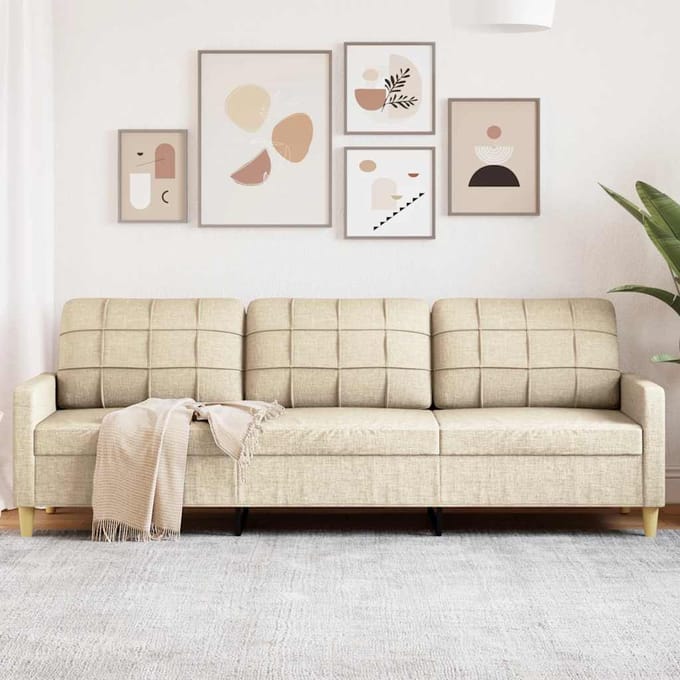 vidaXL - Driezitsbank - 210 - cm - stof - crème