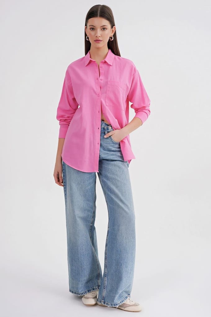 Oversized Linnenmix Blouse