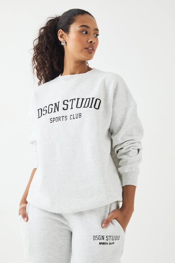 Dames DSGN Studio Applique Oversized Sweatshirt | Asgrijs | Maat: 2XL