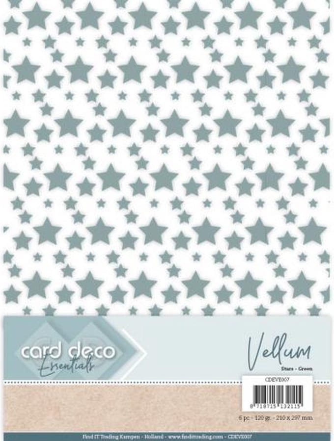 Card Deco Essentials - Vellum - Stars Green
