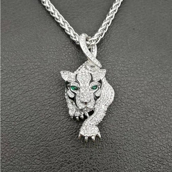 Heren Mode Sieraden Cheetah Dier Hanger Ketting Sieraden gray