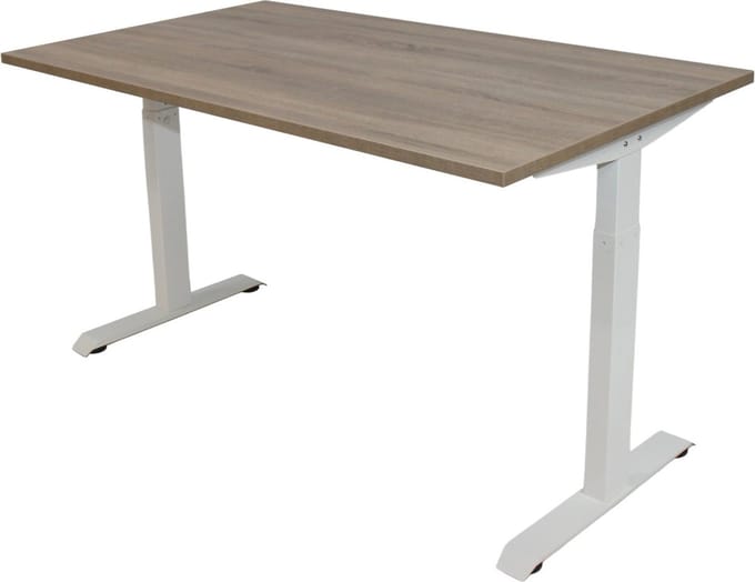 Office Hero® Cosmic - In hoogte verstelbaar bureau wit frame - Game bureau - Computertafel - Werktafel - 120x80 - Robson eik