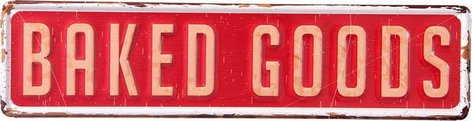 Clayre & Eef Tekstbord 40x10 cm Rood Ijzer Rechthoek Baked Goods Wandbord
