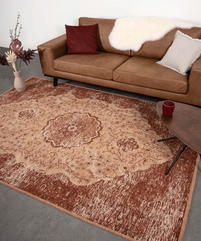 Vintage vloerkleed - Village roestbruin 70x140
