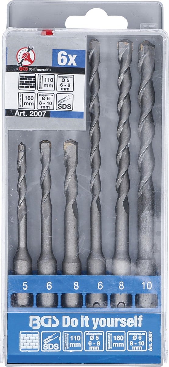 BGS Hamer-boor-set SDS, hardmetalen punt, 5 - 10 mm, 6 delig