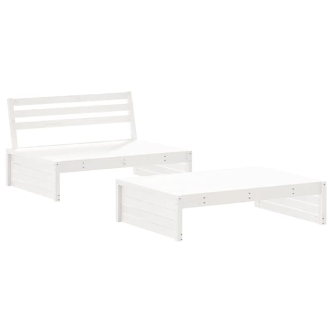 vidaXL - 2-delige - Loungeset - met - kussens - massief - hout - wit
