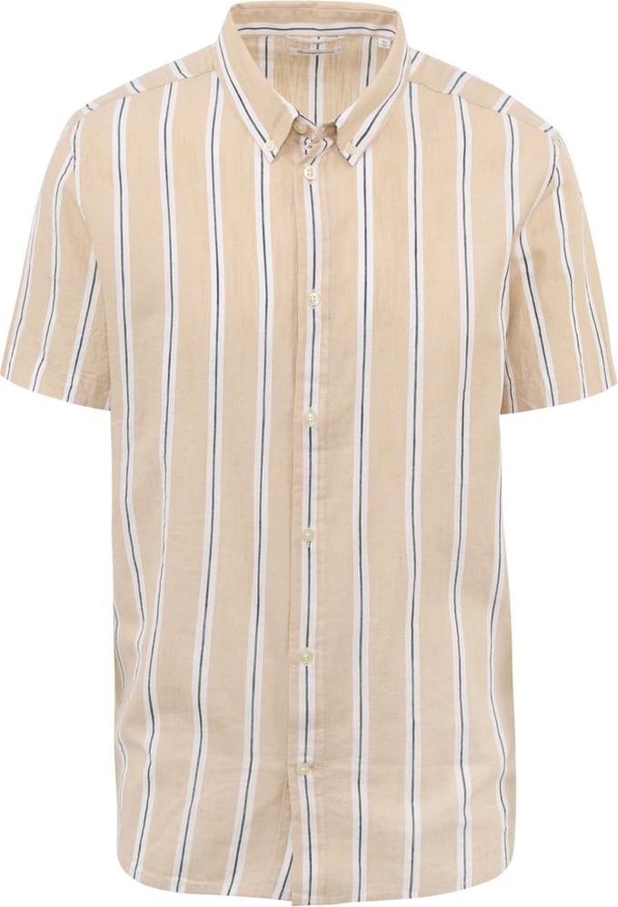 KnowledgeCotton Apparel Overhemd Streep Beige - Maat L - Heren - Overhemden Casual
