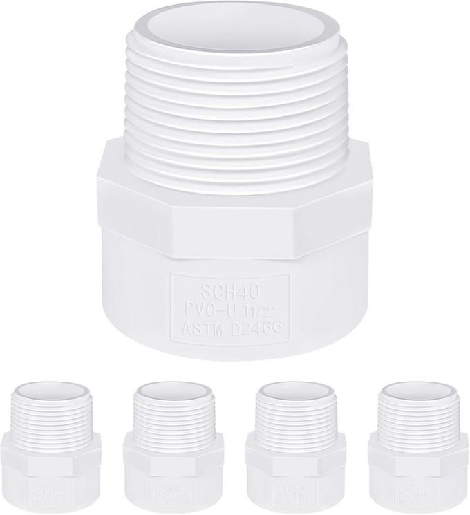 PVC Verloopstuk Man tot Binnendraad 1,5 Inch (4 Stuks) voor Standaard 40 Leidingen