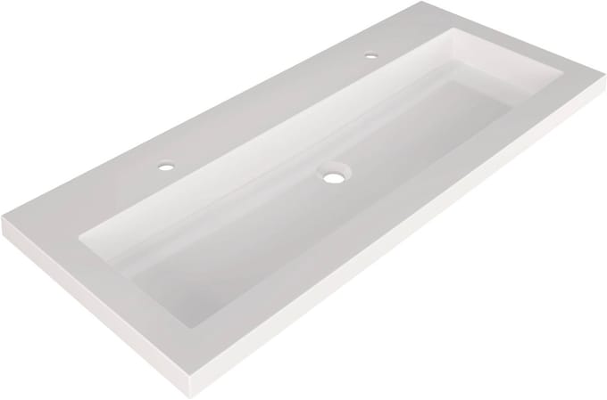 Saqu Straight Wastafel 2 kraangaten 120,5x51,5x4 cm Glans Wit