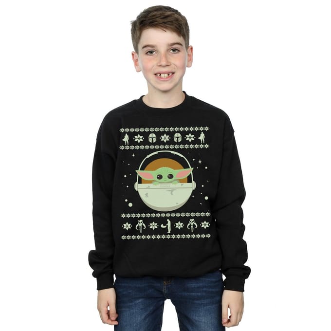 Star Wars Jongens The Mandalorian Het Kind Kerstmis Sweatshirt (Zwart)