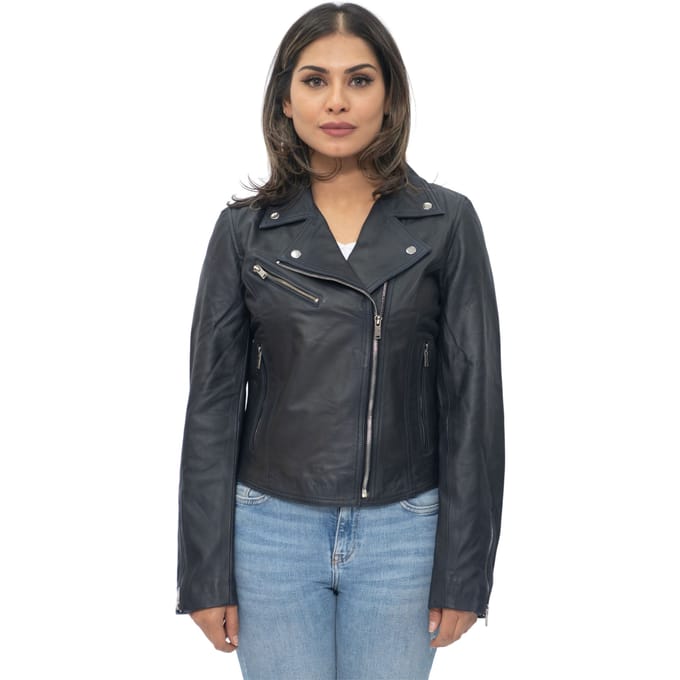 Dames lederen klassieke biker Brando jas-Baku