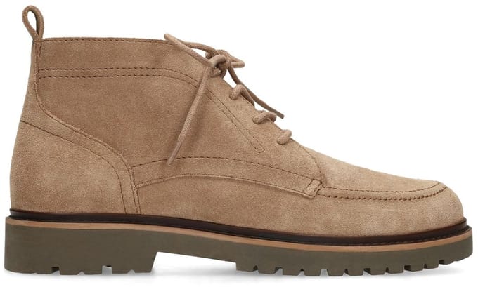Manfield - Heren - Taupe suède veterboots - Maat 40