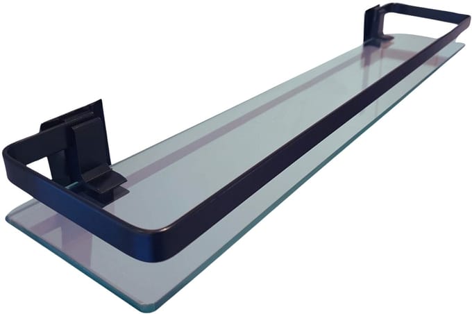 Badkamerplank 60cm - Zwart - Planchet - RVS - Wastafel Glas - Wandplank Badkamer - Doucherek - Wastafel