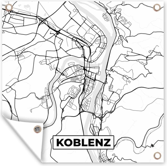 Tuindoek Kaart - Koblenz - Stadskaart - Plattegrond - 100x100 cm