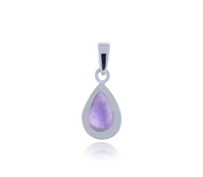 SilverGems Zilveren hanger met druppelvormige cabouchon geslepen Amethist edelsteen