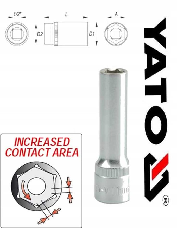 Yato - Lange Dopsleutel - 11mm - 1/2 Inch Aandrijving - CrV Staal