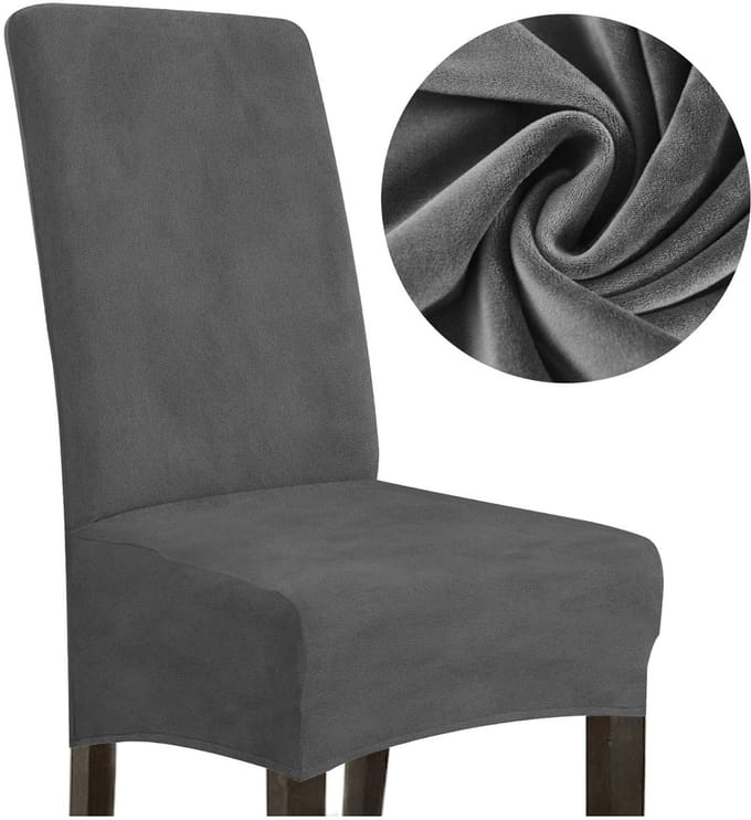 Stoelhoes L Donkergrijs Dik Velours Hoge Rugleuning 70cm