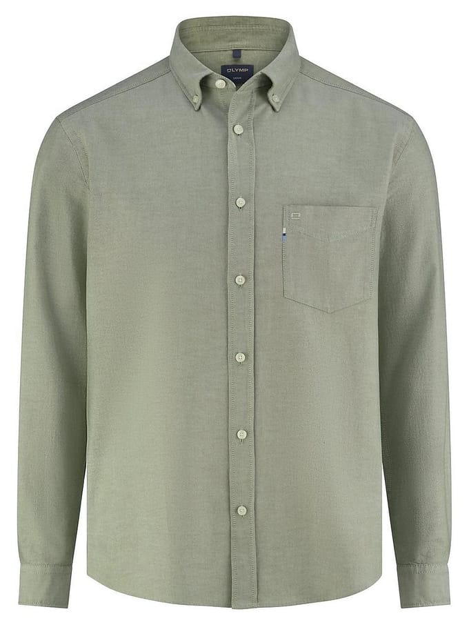 OLYMP Casual Overhemd, Regular Fit, Button-down, Olijfgroen