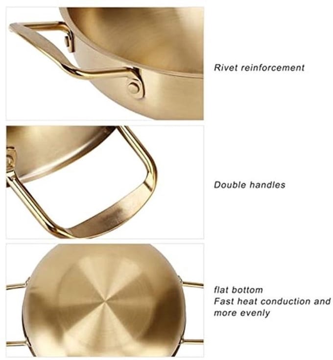 Allecto - 18cm Goud Koreaanse Ramen Braadpan - Draagbare Keuken