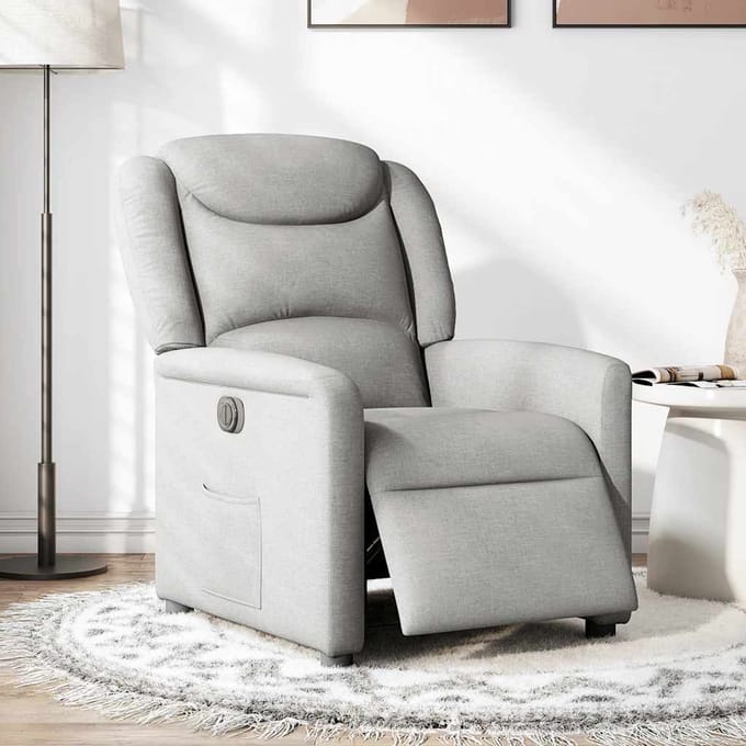 vidaXL - Fauteuil - elektrisch - verstelbaar - stof - wolk - grijs
