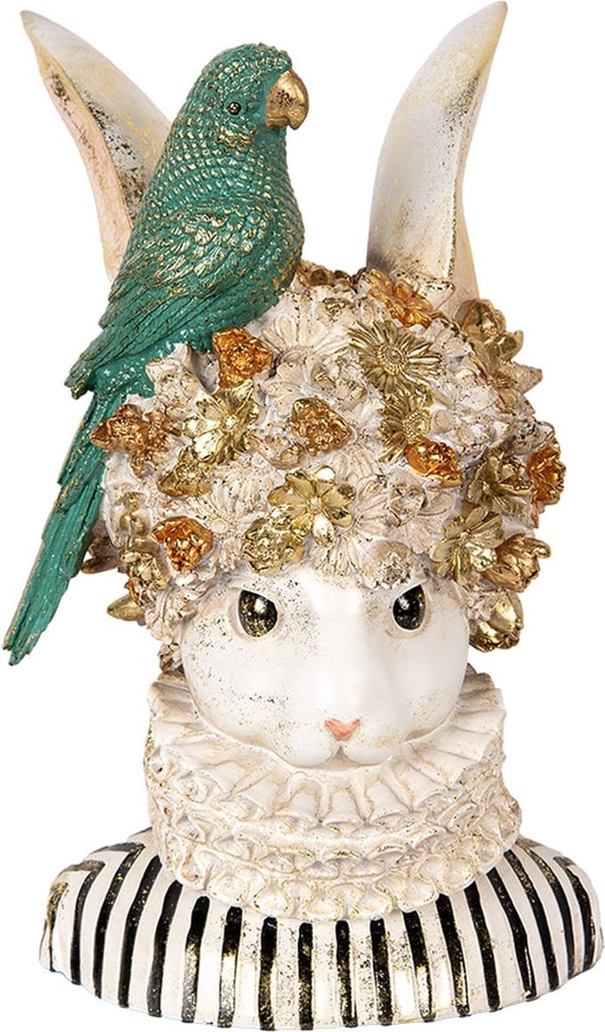 Clayre & Eef Decoratie Beeld Konijn 23x21x35 cm Beige Kunststof