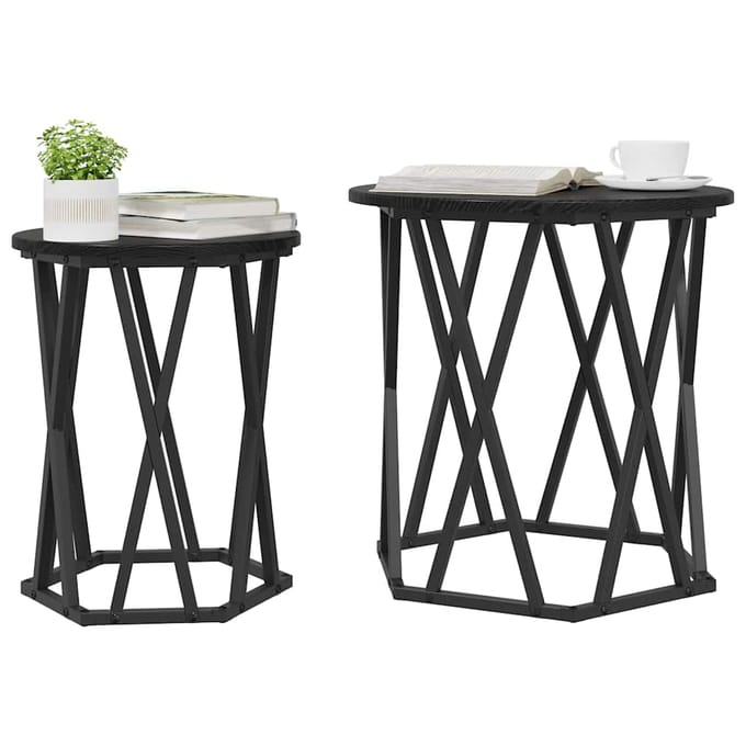vidaXL - Salontafel - 2 - st - Zwart - Eiken - 50 - x - 50 - x - 50 - cm