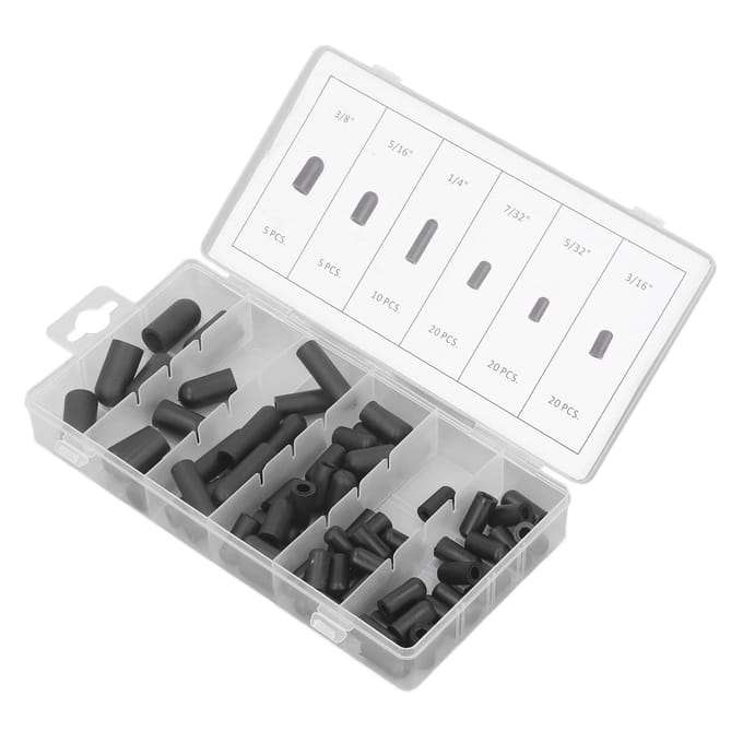 80 Stuks Vacuüm Dop Assortiment Kit Rubber Hittebestendig Lekdicht Vacuüm Dop 5/32in tot 3/8in Zwart