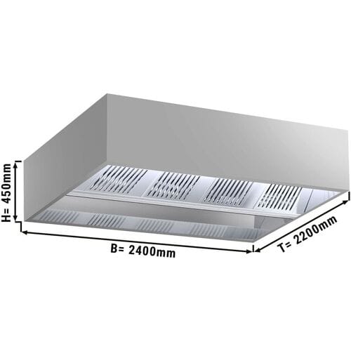 GGM Gastro Induktions-Deckenhaube - 2400mm - ohne Motor - mit Filter